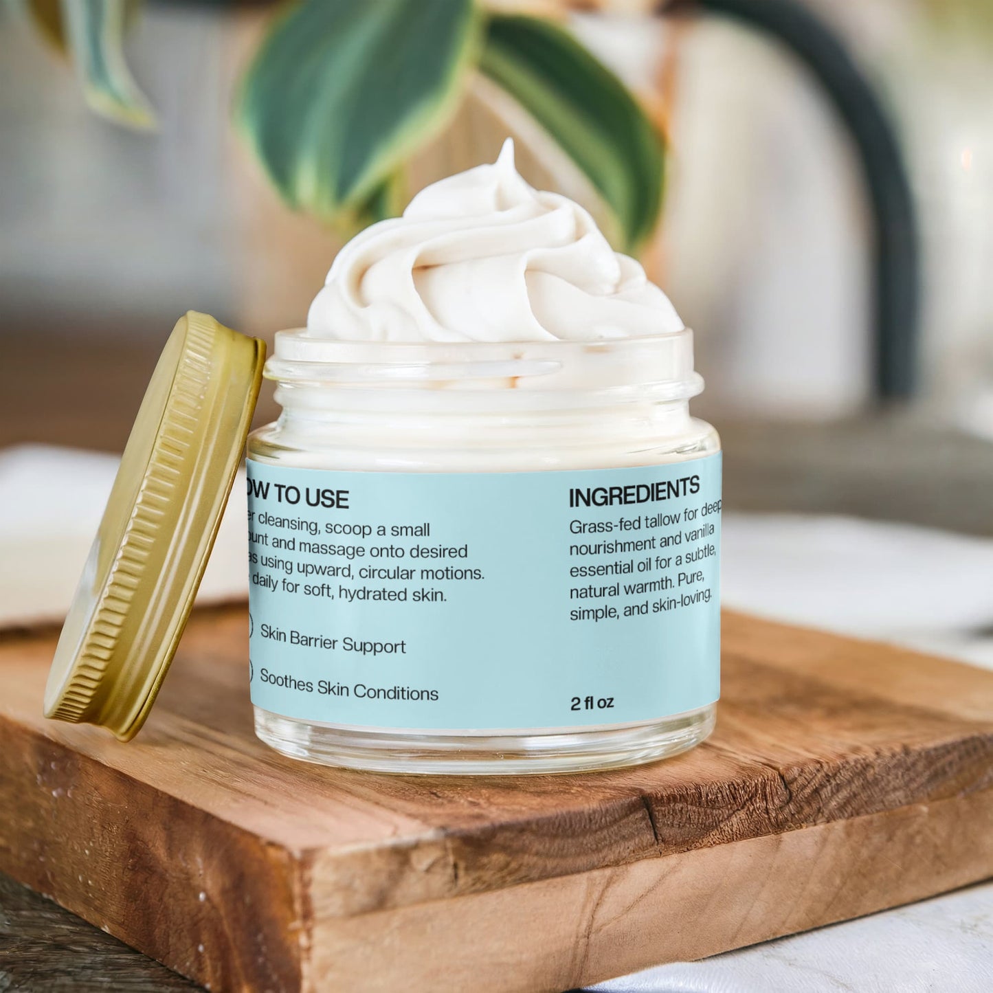 Whipped Grass-Fed Tallow Balm with Vanilla Bean