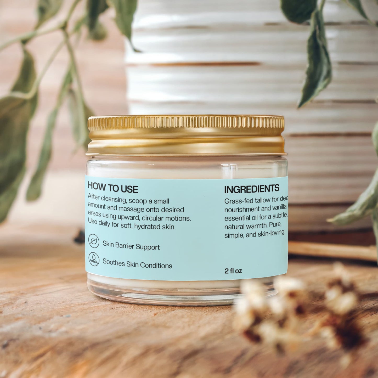 Whipped Grass-Fed Tallow Balm with Vanilla Bean
